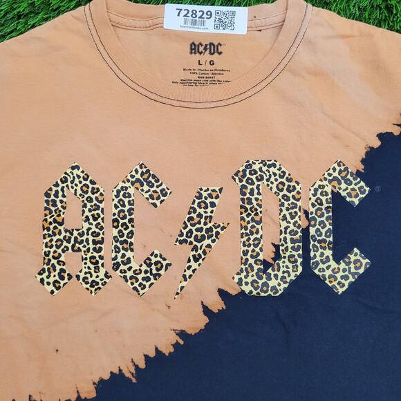 ACDC Leopard Crop-Top Shirt Womens Large 21x18 Tie-Dye - Picture 9 of 11